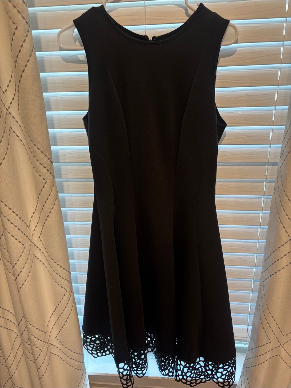 Black Sleeveless Dress with Laser-Cut Hem